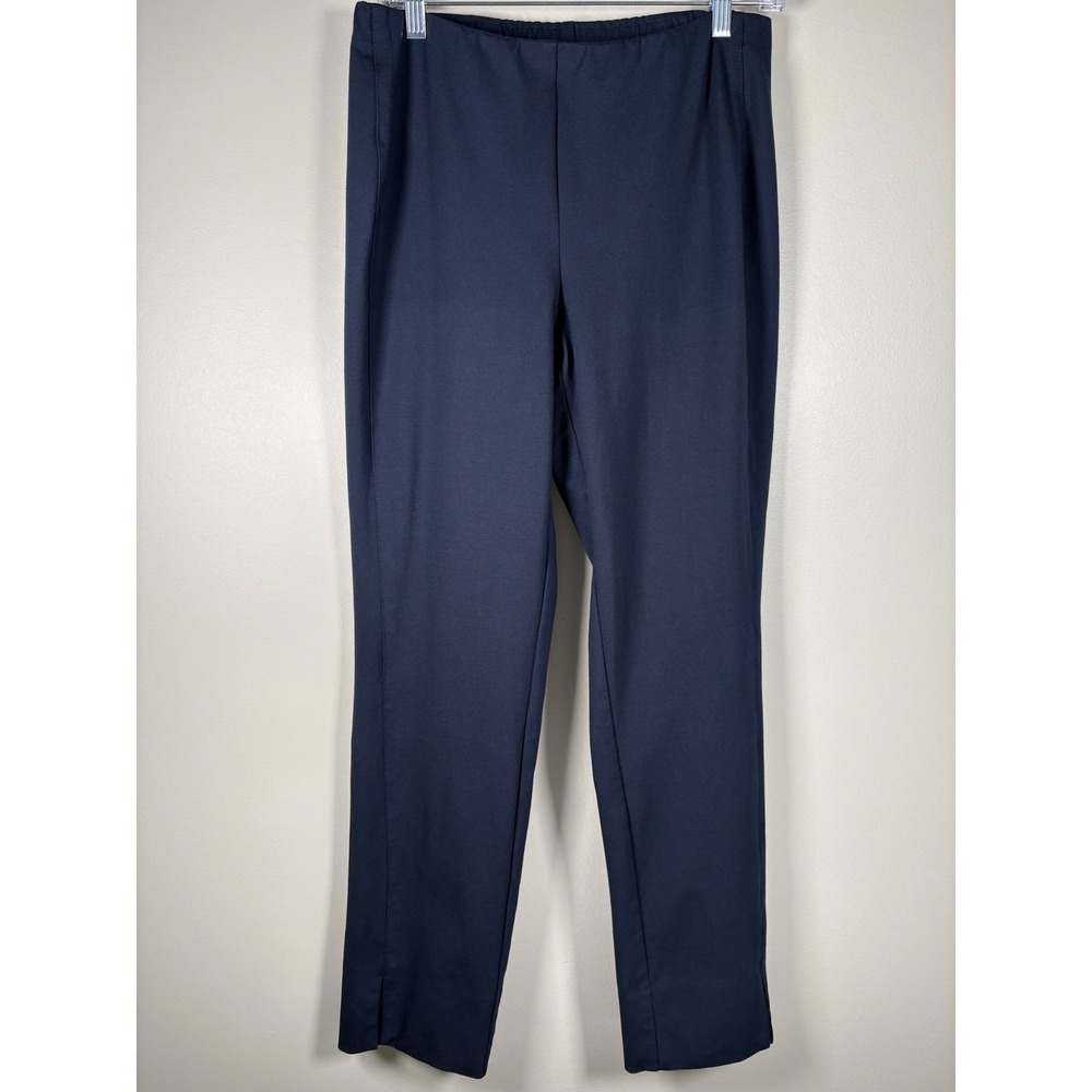 J. Jill Navy Blue Ponte Slim Leg Pull On Pants Side Slit Ankle Size S Minimalist